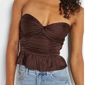 Expresso satin twist front tube top